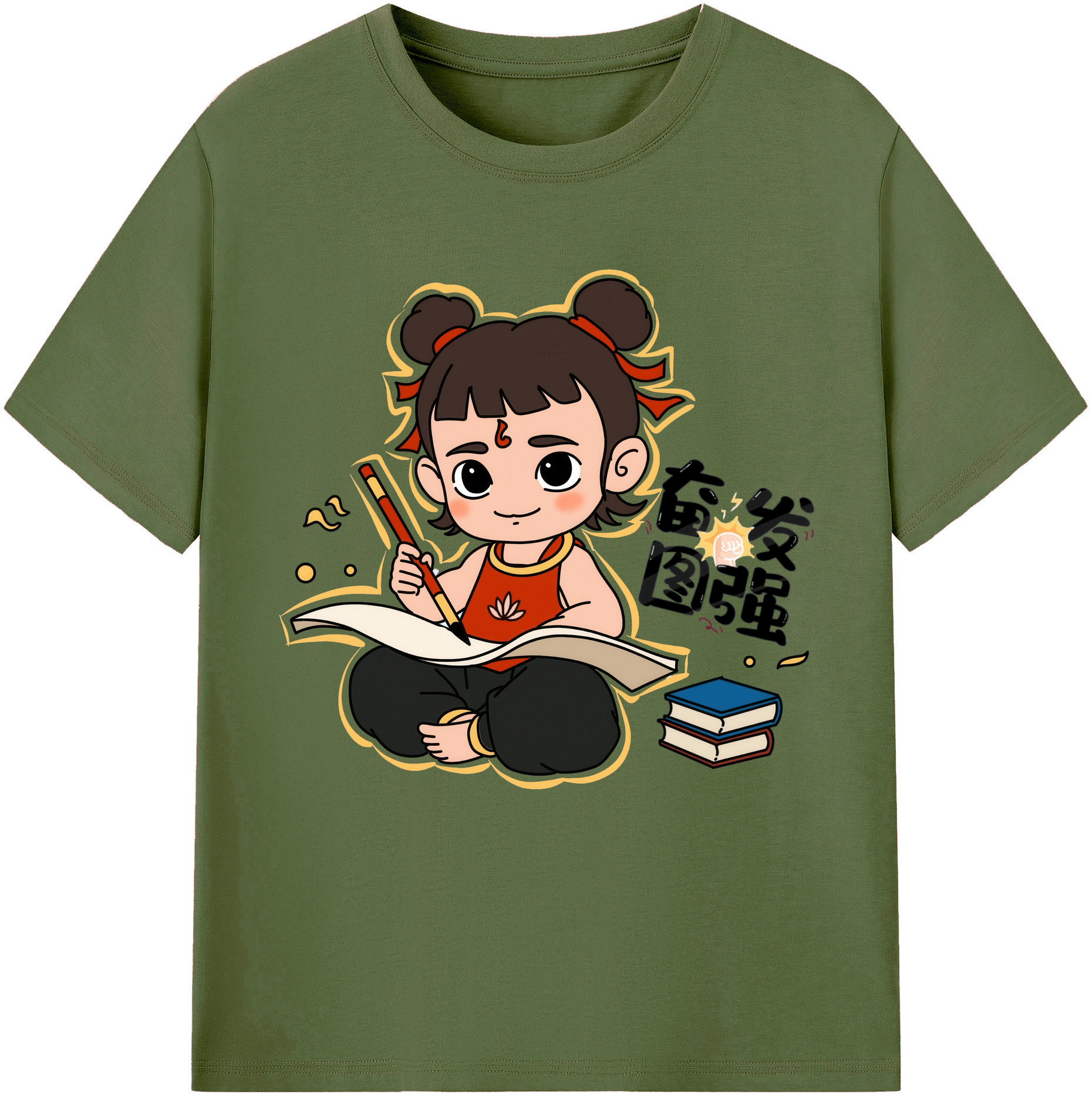 （画像用） Ne Zha 2 ナタ 魔童の大暴れ 綿100％半袖Tシャツ（フロントプリント）